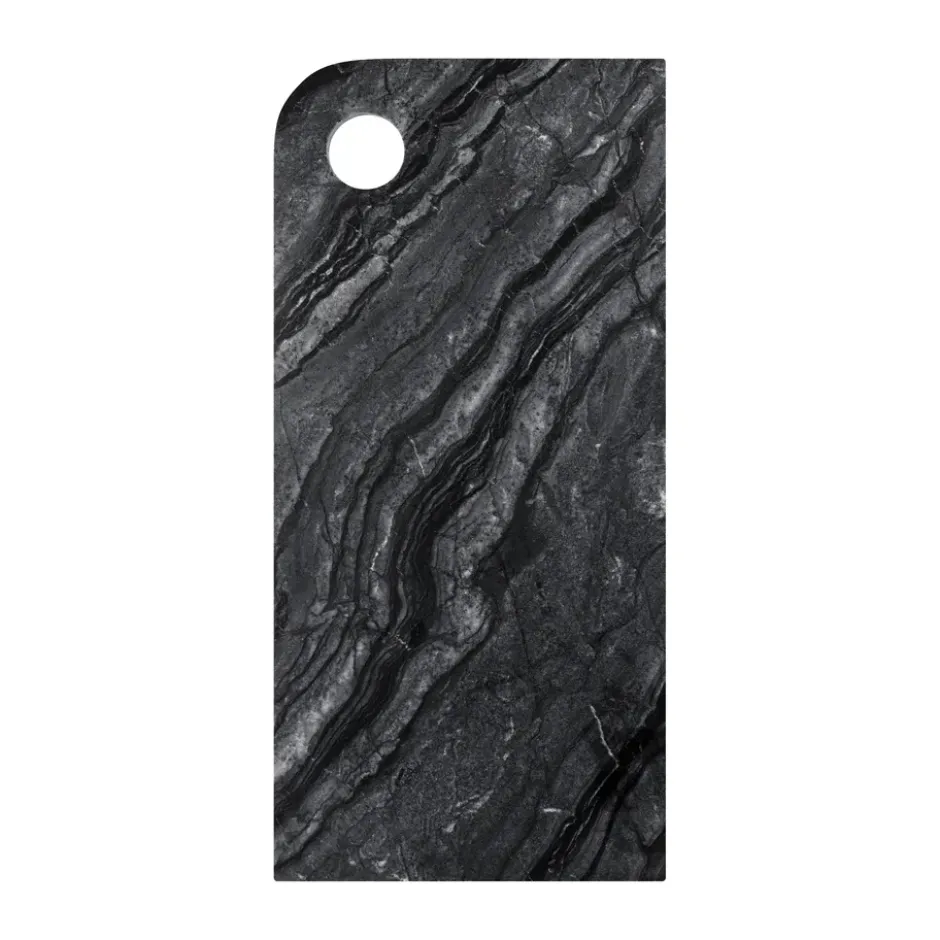 Marble serveringsbricka large 18x38 cm, Black-grey