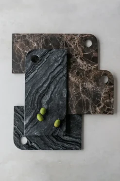 Marble serveringsbricka medium 20x30 cm, Black-grey