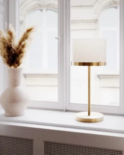 Marcel bordslampa 55 cm, Mässing-vit