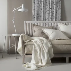 Merlin pläd i linne 130x170 cm, Off-white (vit)