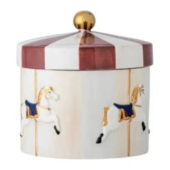 Merry-go-round burk med lock Ø19,5x20,5 cm, Röd-vit