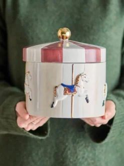 Merry-go-round burk med lock Ø19,5x20,5 cm, Röd-vit