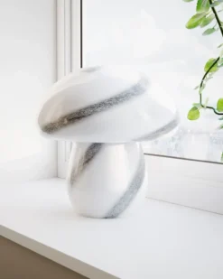 Mira Mushroom bordslampa 30 cm, Vit-svart