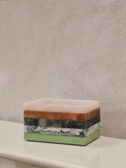 Mist dekorationsbricka 15x20 cm, Emerald-off white