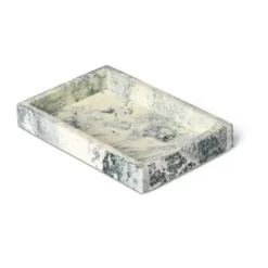 Mist dekorationsbricka 10x15 cm, Emerald-off white