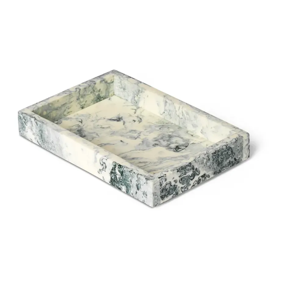 Mist dekorationsbricka 10x15 cm, Emerald-off white