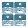 Månsken i snön glasunderlägg vinter 2021 4-pack, 9x9 cm