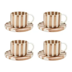 Monica kopp med fat 4-pack - Beige