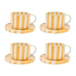 Monica kopp med fat 4-pack - Gul