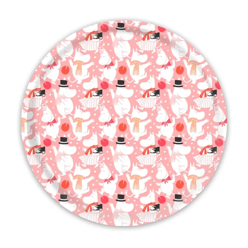 Moomin celebration bricka Ø31 cm, Vit-rosa