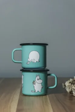 Moomin Retro emaljmugg 37 cl, Mint