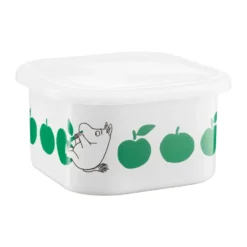 Mumin emaljburk med lock 1,5 L, Joyfull Apples-grön