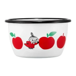Mumin emaljskål 30 cl, Joyfull Apples-röd