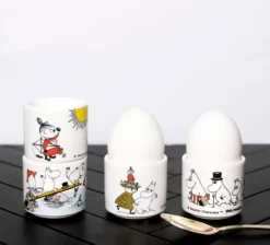 Mumin färg äggkopp 4 delar, Vit med motiv