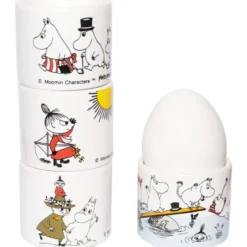 Mumin färg äggkopp 4 delar, Vit med motiv