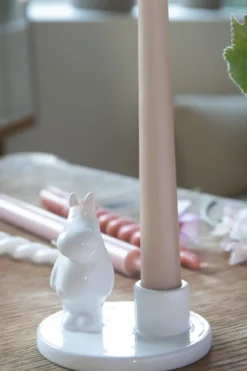 Mumin ljusstake keramik, Vit