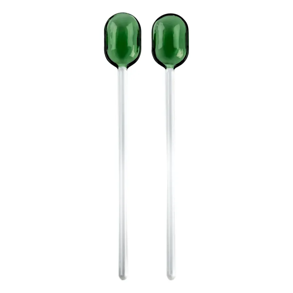 Muurla salladsbestick glas 2-pack, Green-clear