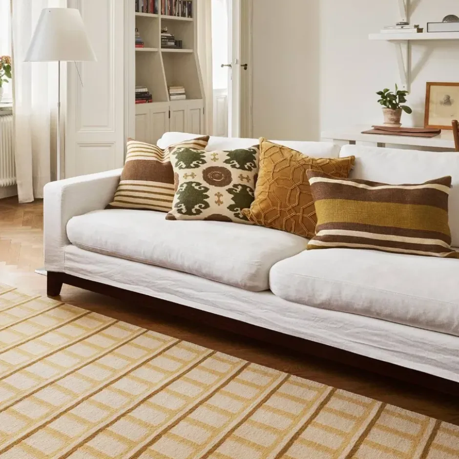 Mysore ullmatta, Off White-Masala Yellow-Yellow, 230x320 cm