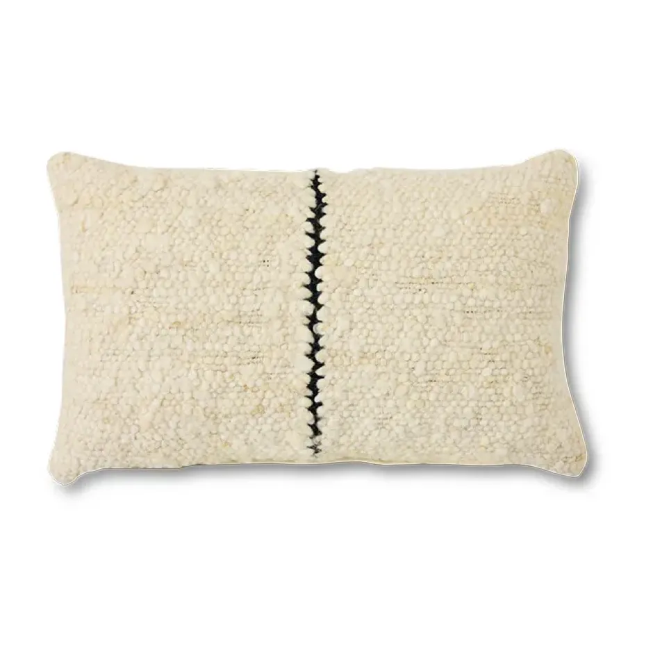 Natural wool striped kudde 30x50 cm, White