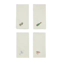 New Year bomullsservett 45x45 cm 4-pack, Offwhite