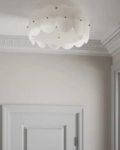 Omlott plafond Ø53 cm, Mässing-vit