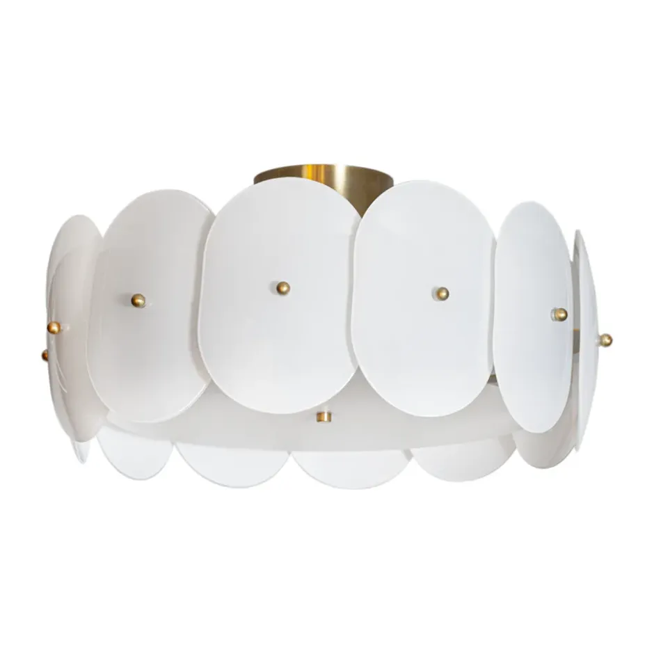 Omlott plafond Ø53 cm, Mässing-vit