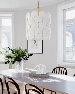 Omlott taklampa Ø50 cm, Mässing-vit