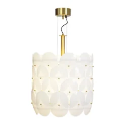Omlott taklampa Ø50 cm, Mässing-vit