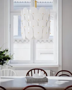 Omlott taklampa Ø50 cm, Mässing-vit
