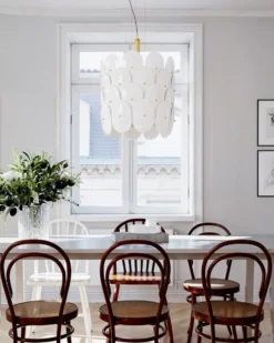 Omlott taklampa Ø50 cm, Mässing-vit