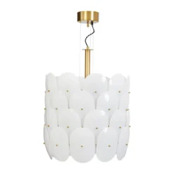 Omlott taklampa Ø50 cm, Mässing-vit