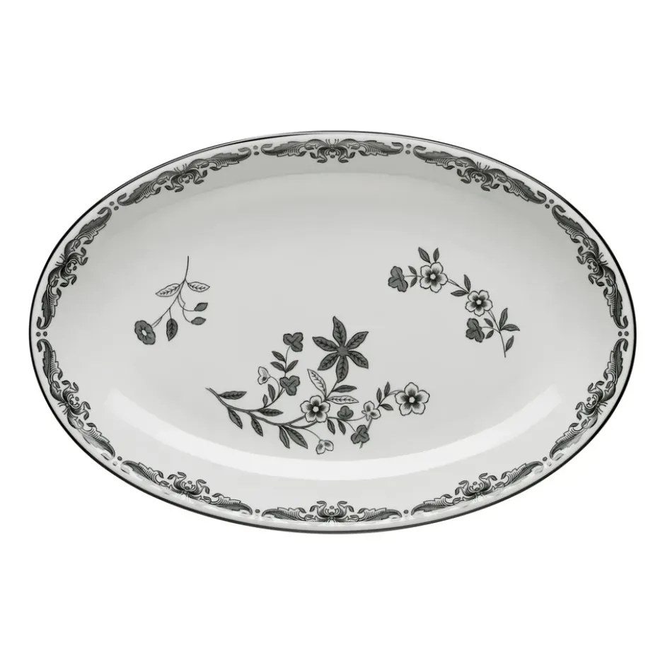 Ostindia Svart serveringsfat ovalt 22x33 cm, Svart