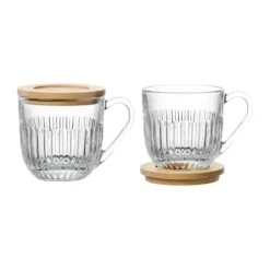 Ouessant mugg med lock/fat 2-pack, Transparent-bambu