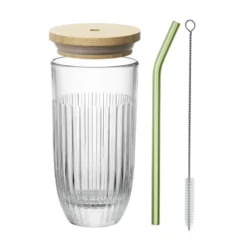 Ouessant smoothieglas med lock och sugrör 43 cl, Transparent