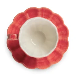 Oyster kopp med fat 25 cl, Röd