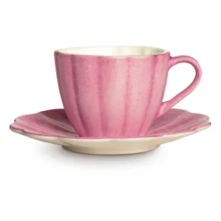 Oyster kopp med fat 25 cl, Rosa
