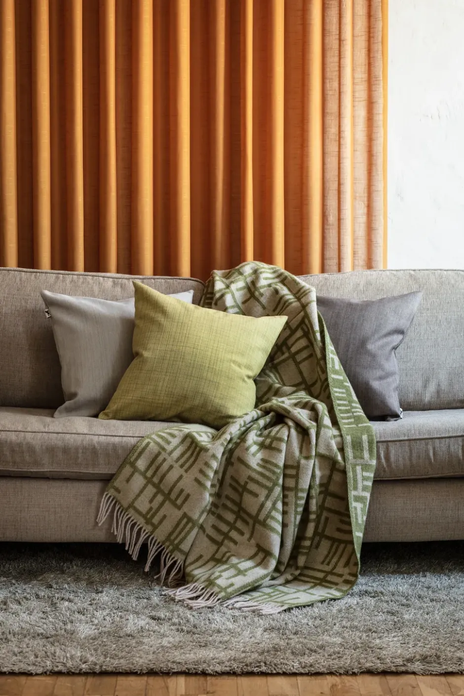 Pickepin pläd 130x170 cm, Mossgrön-beige