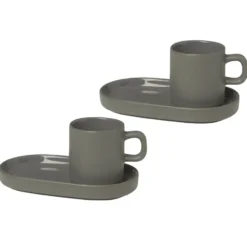 Pilar espressokopp med fat 2-pack, Pewter