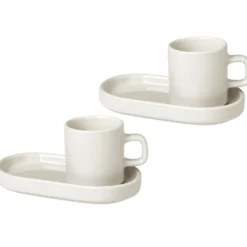 Pilar espressokopp med fat 2-pack, Moonbeam