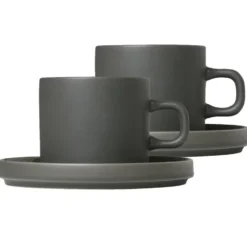 Pilar kaffemugg med fat 2-pack, Agave green