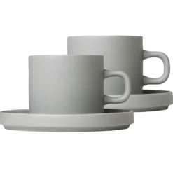 Pilar kaffemugg med fat 2-pack, Mirage grey