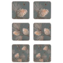 Pine Cone glasunderlägg 6-pack, Moss grey