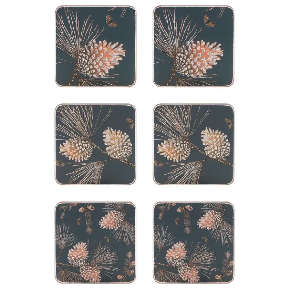 Pine Cone glasunderlägg 6-pack, Thunder
