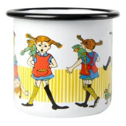 Pippi Långstrump emaljmugg 3,7 dl, Vit