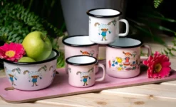 Pippi och Lilla gubben emaljmugg 2,5 dl, Vit