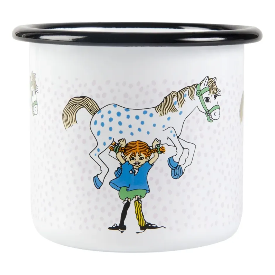 Pippi och Lilla gubben emaljmugg 2,5 dl, Vit