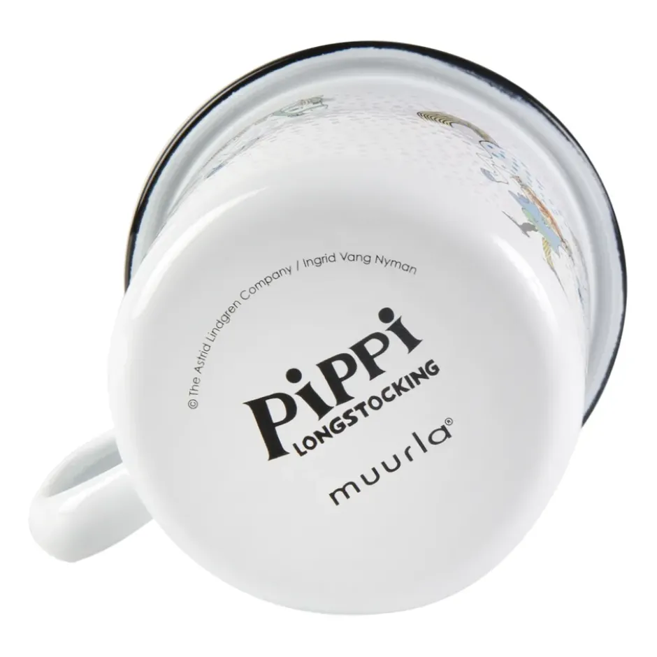 Pippi och Lilla gubben emaljmugg 2,5 dl, Vit