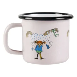 Pippi och Lilla gubben emaljmugg 1,5 dl, Ljusrosa