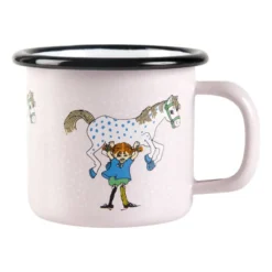 Pippi och Lilla gubben emaljmugg 1,5 dl, Ljusrosa