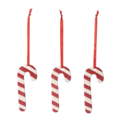 Polkagris julgranshänge 3-pack, Vit-röd